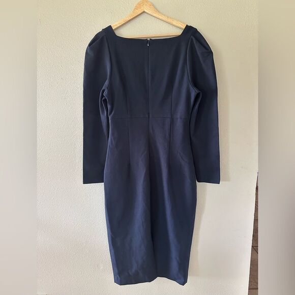 Elliatt Scarlette Navy Blue Midi Long Sleeve Cutout Cocktail Dress Size L - Picture 8 of 12